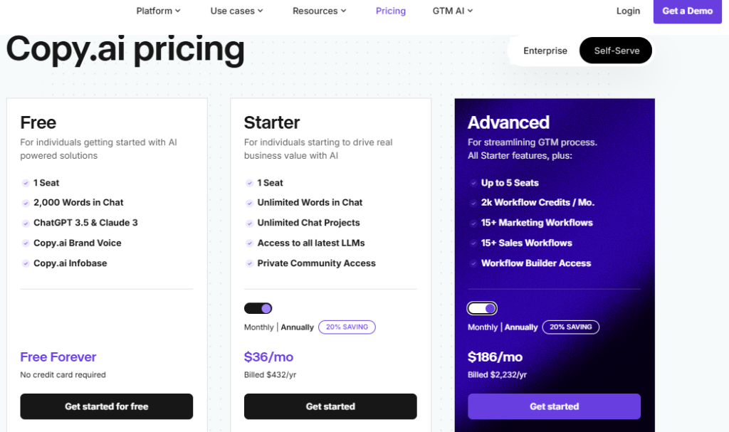 Jasper.ai vs Copy.ai Pricing Plans